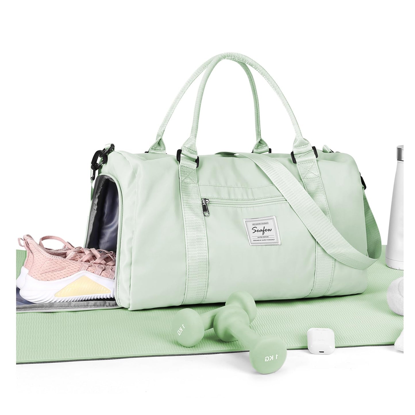 Gym Bag Womens Mens with Shoes Compartment and Wet Pocket Travel Duffel Bag for Women for Plane Sport Gym Tote Bags Swimming Yoga Small Waterproof Weekend Overnight Carry on Bag Hospital Holdalls