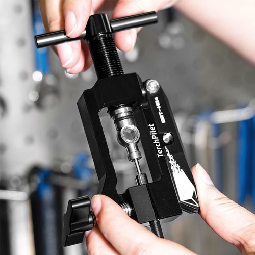 Bicycle Brake Hydraulic Hose Fitting Insert and Needle Driver Tool - Clean Cuts,All-in-One Solution for Mineral Brake Line Cutter,Barb Olive Banjo Head Press Tool, Black
