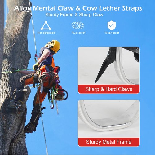 YCBTREE Professional Tree Climbing Spikes Kit - Upgrade Adjustable Climbing Step Gear, for Tree Fruit Picking Climbers, Logging, Hunting Observation (Red)