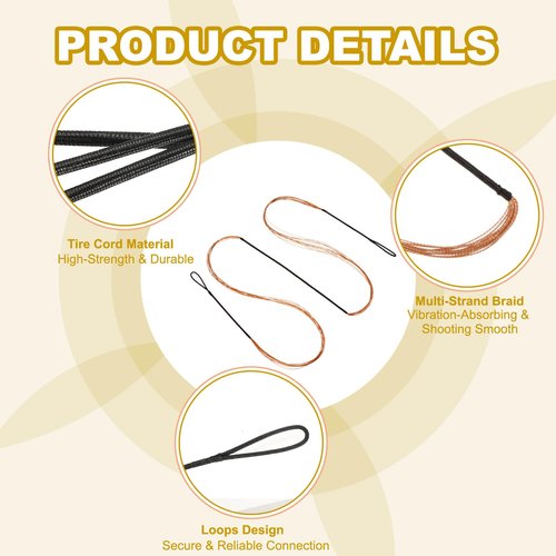 PATIKIL 53 Inch Bow String Replacement, Archery Bowstrings Accessories 12 Strands Bowstring with Finger Guard & 2 Brass Nock Points for Traditional Recurve Longbow, Black-Orange