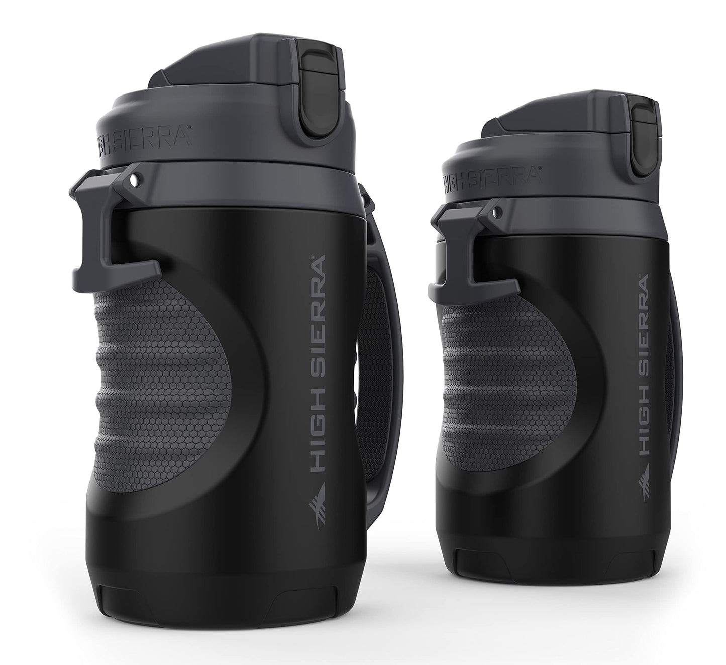 HIGH SIERRA [2 PACK] BPA FREE, 64 OZ Insulated Water Jug, [Silicone Spout – NO MORE TEETH BUMPS] Built-in Fence Anchor, Keeps Iced Water Cold for Hours, EXTRA LARGE Sports Bottle with 1.89L Capacity