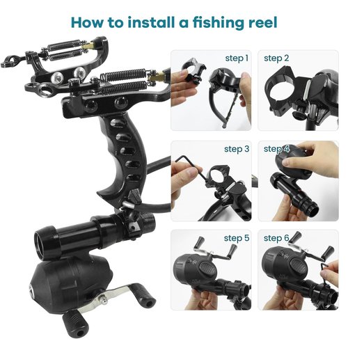 Slingshot Fishing Kit with Reel Wrist Support Fishing Slingshot Set with 3pcs Fishing Darts and 8 Pcs Rubber Bands Hunting Slingshot for Fishing