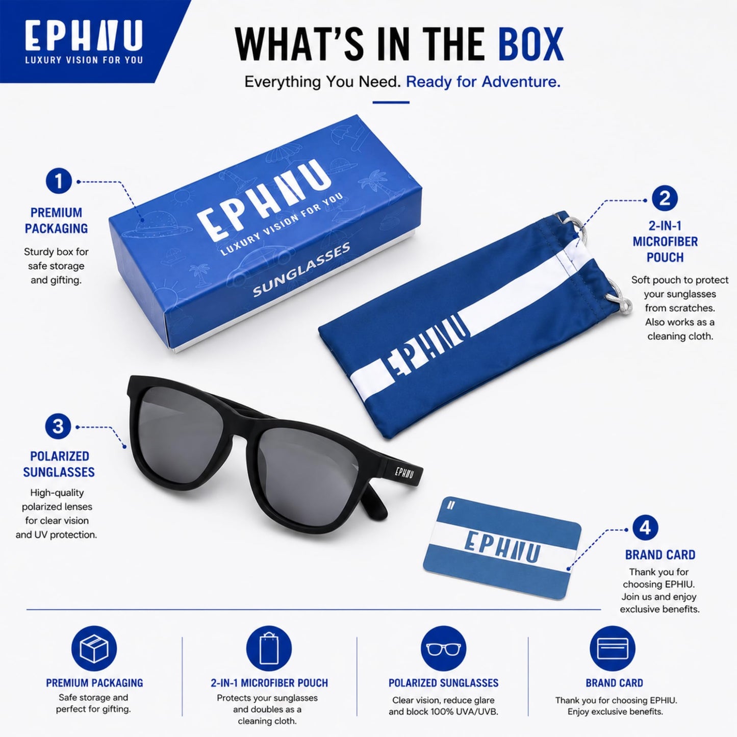 EPHIU Polarized Sports Sunglasses for Men Women Mirror Lens - Lightweight UV400 Running Sunglasses No Bounce No Slip for Hiking Cycling, Black/Grey