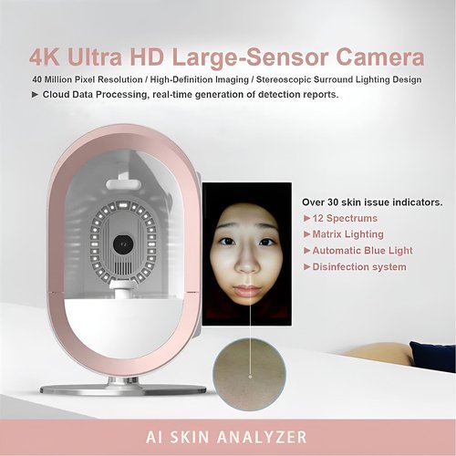 Facial Skin Testing Machine 3D Skin Moisture Analyzer Facial Scanner Analyzer Skin Analyzer Machine,Gold-13.3inch