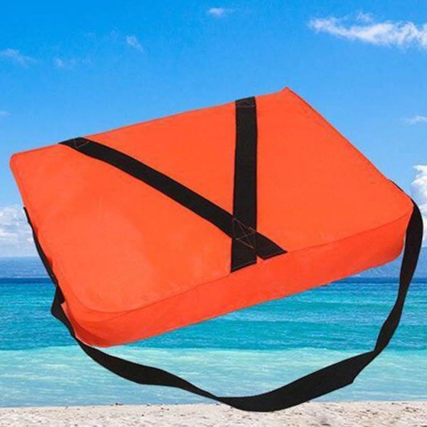 18x14in Boat Throwable Flotation Device, Waterproof Throwable Flotation Device Coast, Throwable Flotation Device with Strap, Emergency Marine Foam Flotation Cushion for Boating & Swimming (Orange)