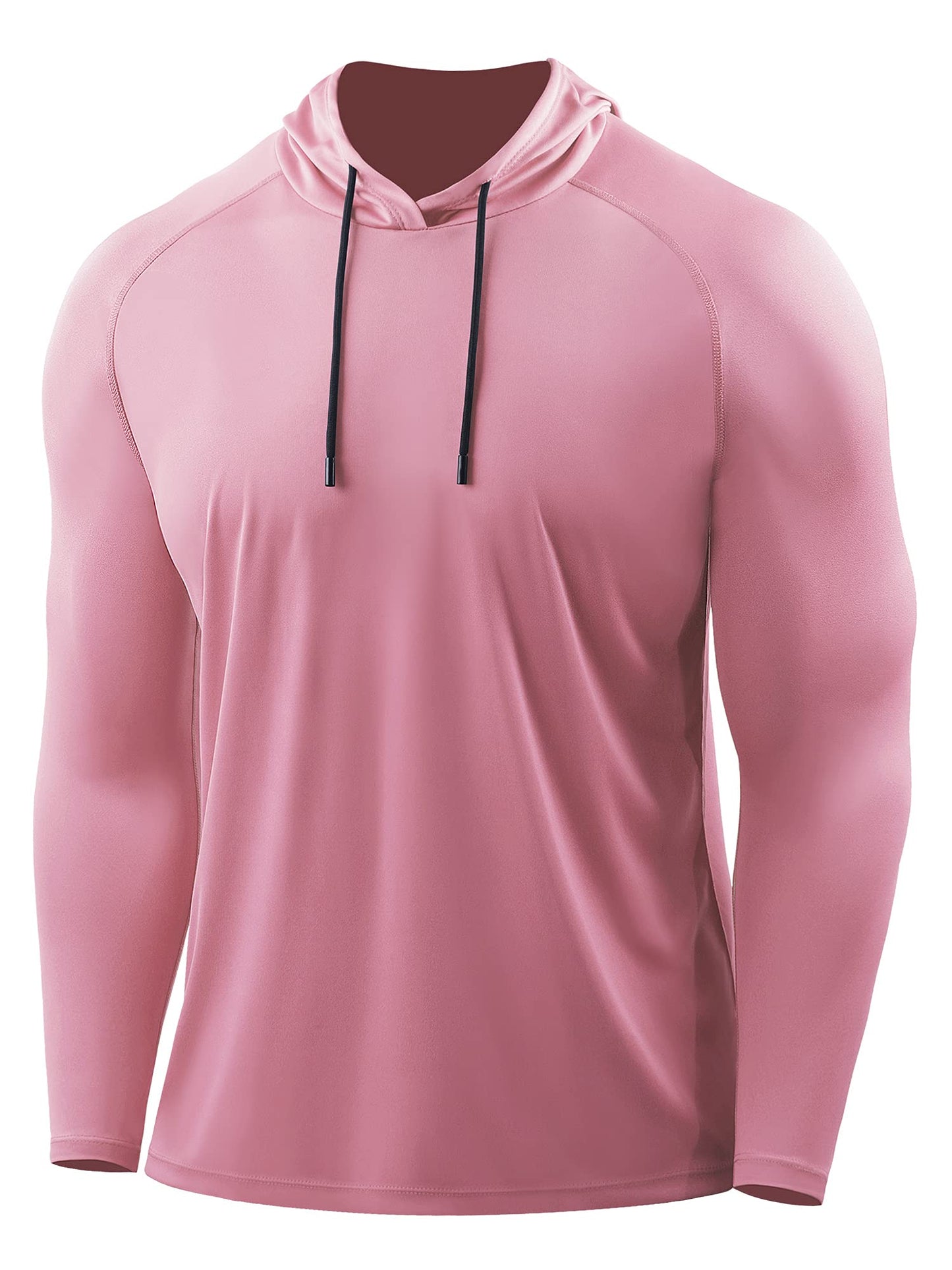 CADMUS Men's Workout Long Sleeve Fishing Shirts UPF 50+ Sun Protection Dry Fit Hoodies,1 Pack,Pink,Large
