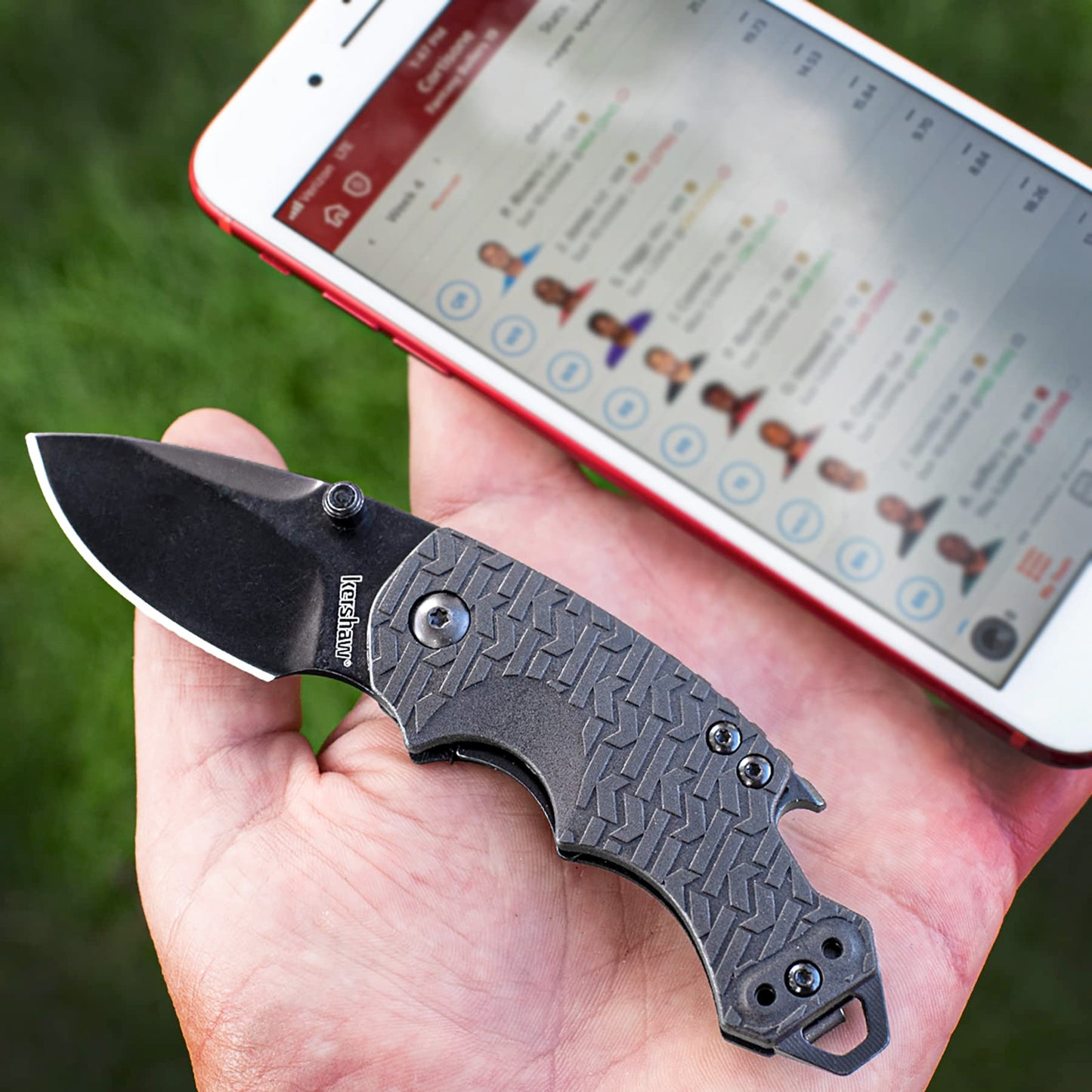 Kershaw Shuffle (8700BLK), Multifunction Pocket Knife with 2.4 Stainless Steel Blade and Black-Oxide Coating and Black K-Texture Grip Handle, Features Flathead Screwdriver and Bottle Opener, 2.8 oz.
