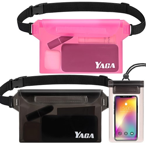 Waterproof Fanny Pack, 2PCS Touchscreen Sensitive Waterproof Phone Pouch, Dry Bag with Adjustable Waist Strap, Water Proof Pouch For Kayaking, Swimming, Boating, Floating, Perfect Beach Essentials