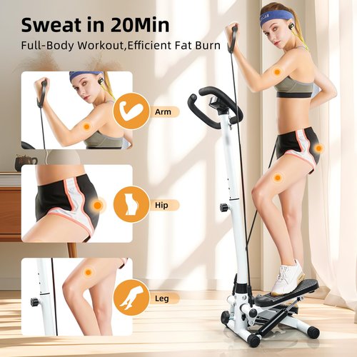 RORALA Stepper Machine with Resistance Bands, 300LBS MAX Weight Capacity, Twist Stepper for Full Body Workout, Adjustable Height for Men Women