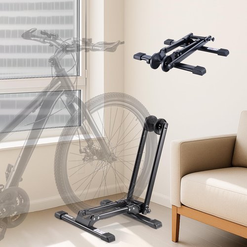 VEVOR Bike Racks 2 Pack, Fits 20 to 29 Inch Mountain & Road Bikes, Alloy Steel Rust-Resistant Bike Floor Stand Rack, Foldable Bicycle Stand for Entryway, Garage, Home Bikes Parking & Storage, Black