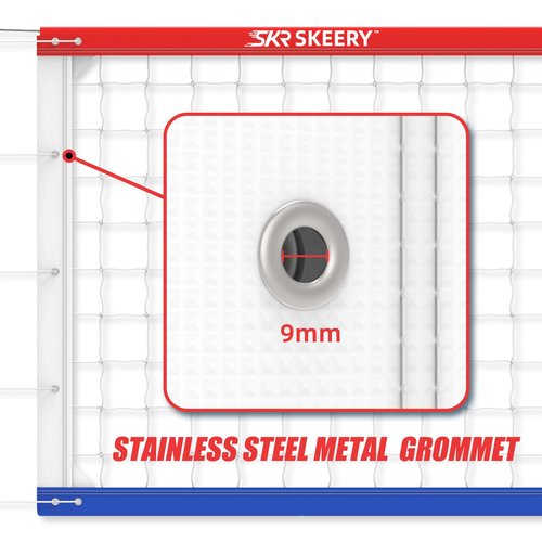 SKEERY Professional Volleyball Net,Official Size 32×3.3FT,Equipped with Thicker Steel Cables, Stainless Steel Metal Grommets,Portable Volleyball Net for Backyard,School,Court (Classic)