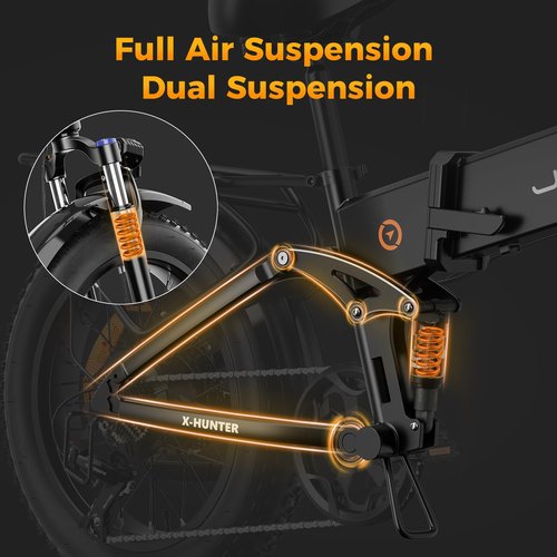 Jasion X-Hunter Electric Bike for Adults,1400W Peak Motor 30MPH Max Speed 48V 13AH Removable Battery, Full Suspension System Design 20''*4.0 Fat Tire Foldable Ebike 7-Speed Bicycles