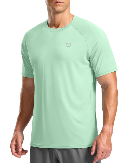 G Gradual Men's Athletic Workout T-Shirts Moisture Wicking Cooling Running Shirts Short Sleeve Performance Tee for Gym Tennis(Mint Green,3XL)