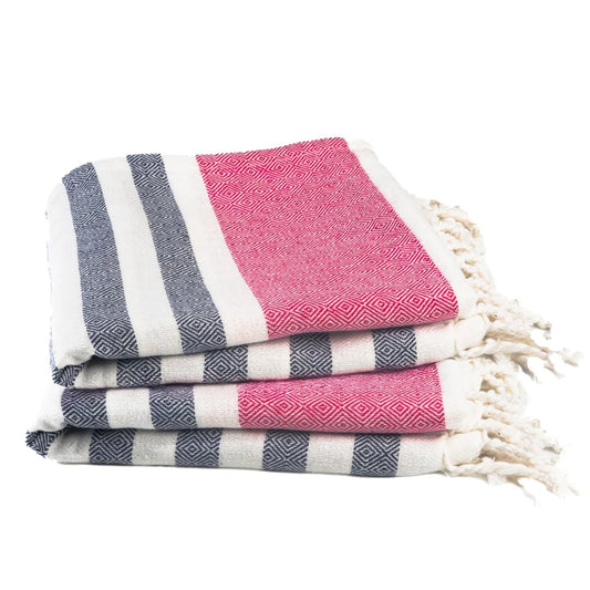 9Threads Cotton Turkish Beach Towel with Towels Oversized 36"x72" Pool Absorbent Extra Large Quick Dry Sand Travel Towel (Rosé & Riviera, 4 Pack)