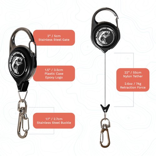 HOOK-EZE Fly Fishing Zinger Retractor for Anglers Vest, Pack of 3 - Fishing Gear and Equipment for Nippers, Forceps, Fly Float Ant, Belt Loops & Backpack