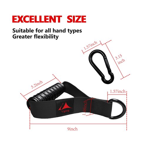 Vigoog Heavy Duty Gym Exercise Handles Attachment for Cable Machine,Resistance Band,Pulley System Fitness Workout Equipment, with Elastic Rubber Grip (Carbon Black XR)