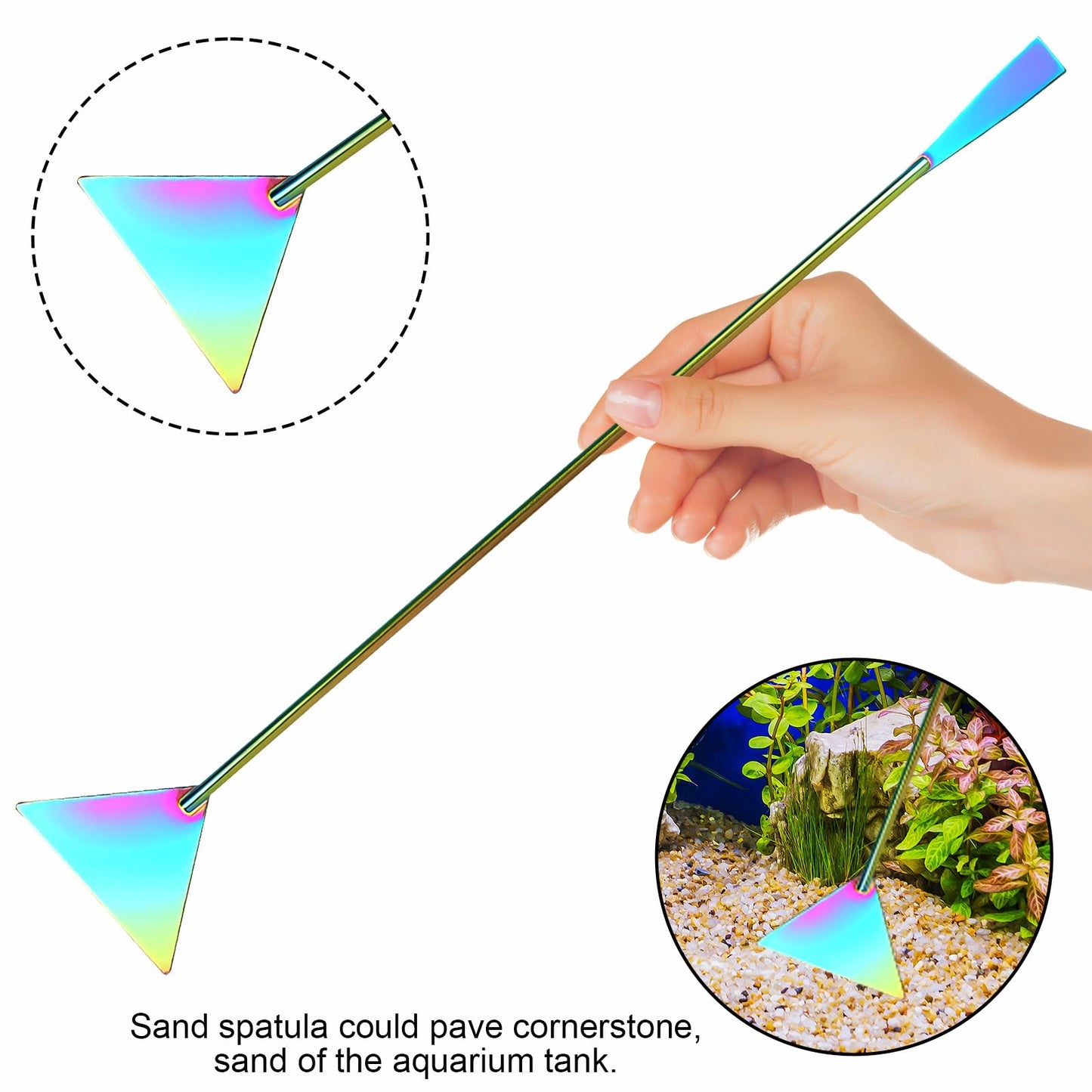 Funnytek 15Inch Extra Long Design Aquarium Aquascaping Tool Stainless Steel Aquascape Tool Kit 4 in 1 Anti-Rust Fish Tank Starter Kit with Long Tweezers Scissors Spatula for Aquarium Plants (Colorful)