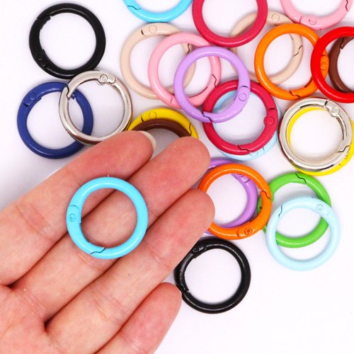 S SYDIEN 30 Pack 15 Colors Round Carabiner Clip, 24mm Trigger Spring O Rings Metal, Keychain Rings DIY Accessories for Buckle, Handbag, Purse
