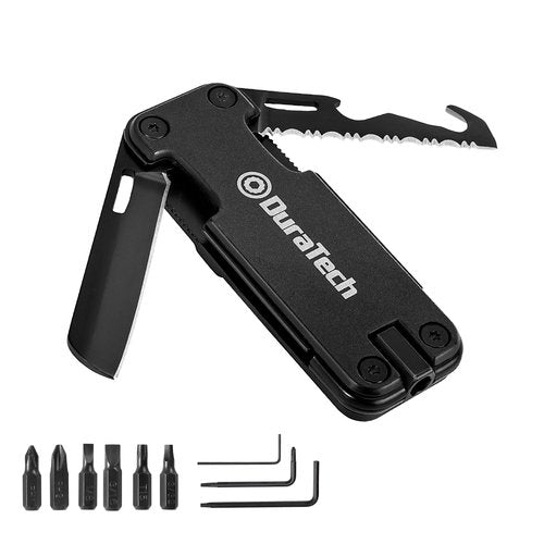 DuraTech 16-in-1 Multitool Knife, Compact EDC Pocket Tool with Locking Blade, Magnetic Bit Holder, 6 S2 Screwdriver Bits, Bottle Opener & Rope Cutter – Ideal for Camping, Hiking, Survival