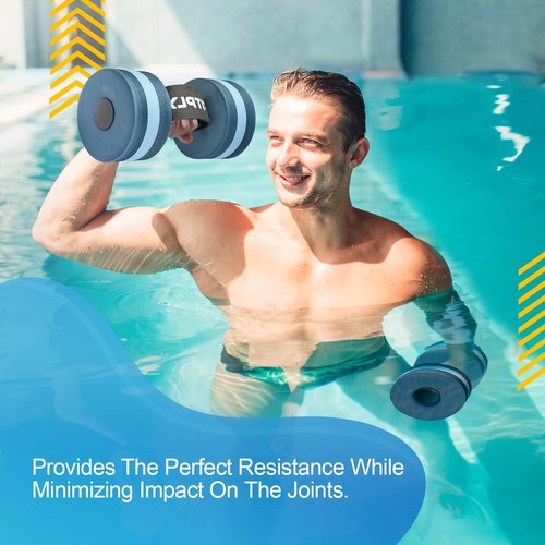 Fitply Water Weights Aquatic Pool Dumbbells for Swimming Exercise - EVA Foam Swim Pool Weights with Handle Strip, 2PCS Lightweight Water Dumbbells, Aerobics Swimming Exercise Equipment (Dark Blue)