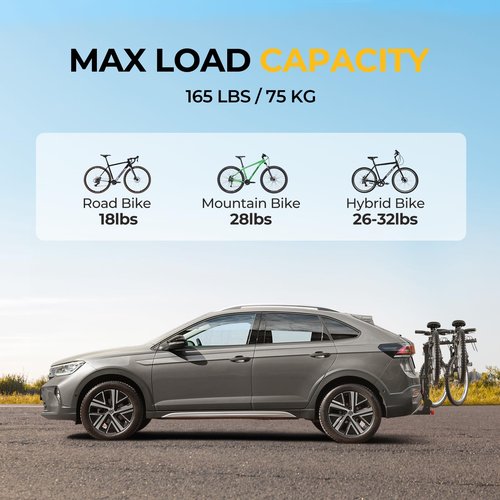 BougeRV Upgrade 2.0 Hitch Bike Rack with Dual Lock for SUV Truck, 165LB Capacity 2/3/4 Bikes Hitch Bike Carrier Rack with 2'' Hitch Receiver, Easy Assembly, Tilting & Foldable Bike Rack Hitch