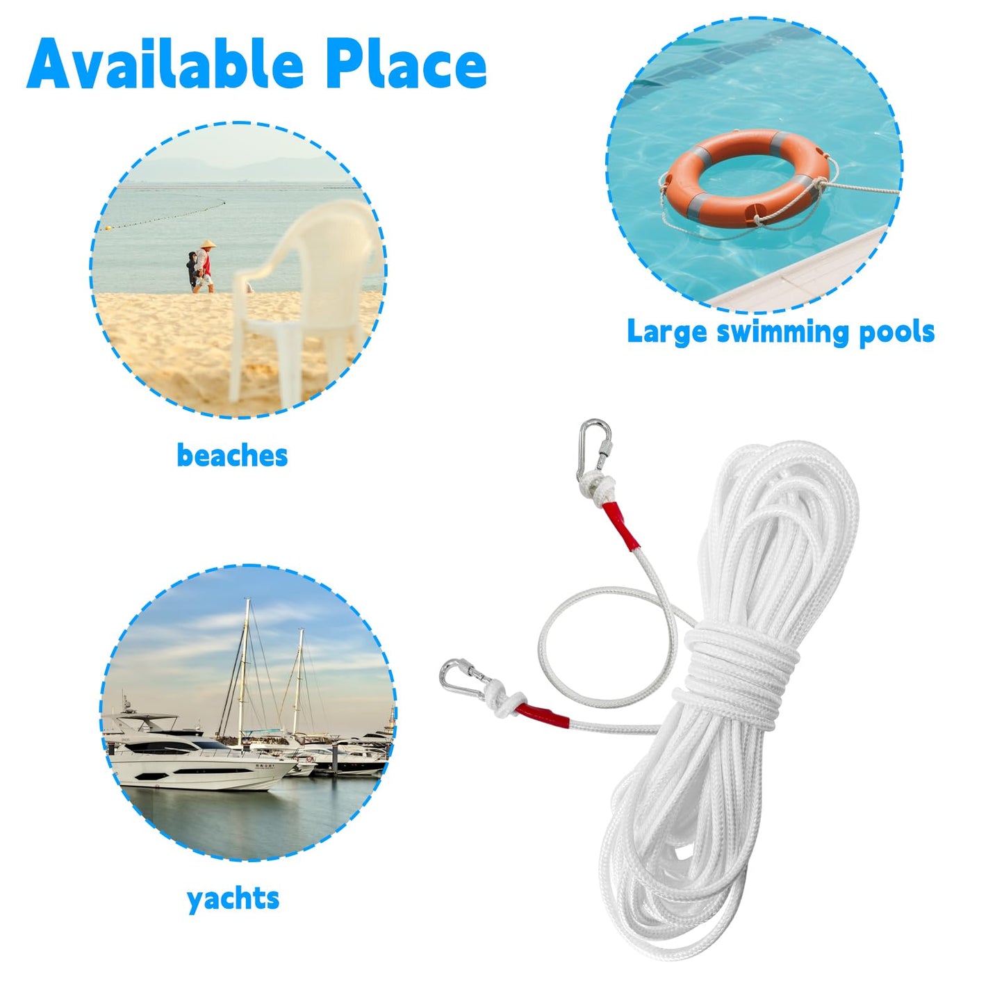 2 Pcs Water Floating Lifesaving Ropes,98.4 FT Professional Throwing Rope Line for Boating Fishing,Outdoor Professional Throwing Rope Rescue Lifeguard Rescue Lifeline,(White)