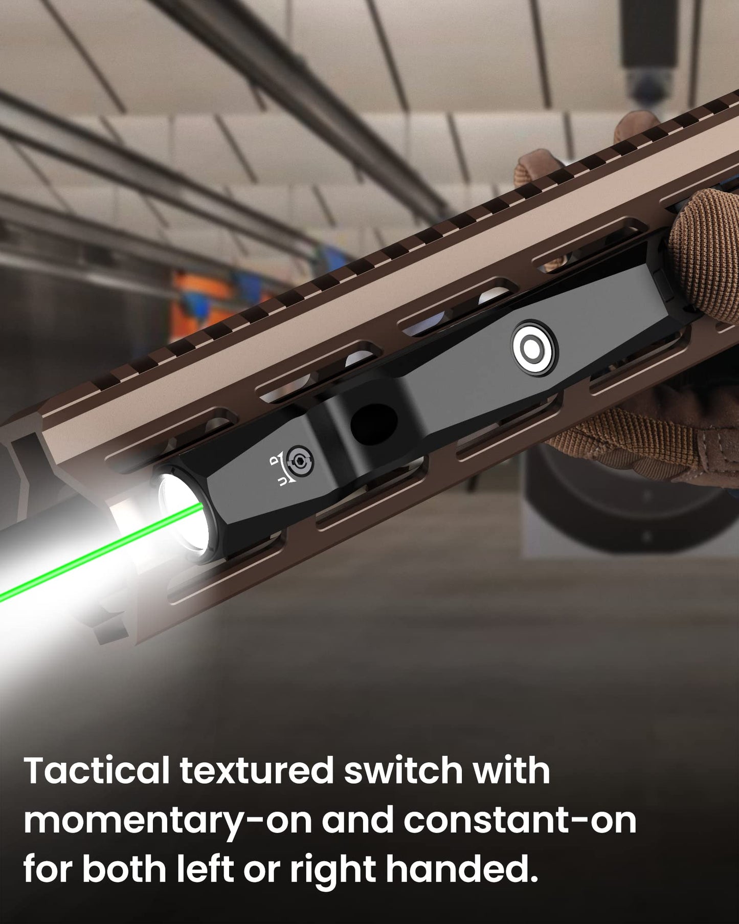 Votatu M9L-G 1600 Lumens Light Laser Combo Compatible with M-Lok Rail Surface, Tactical Flashlight and Green Laser Sight for Rifle, Strobe Function, Magnetic Rechargeable,IIIA Class Laser Output ≤5mw
