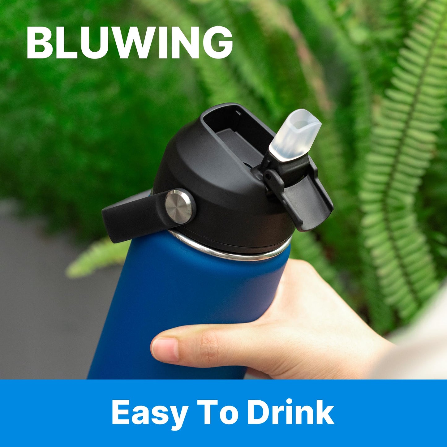 Bluwing Straw Lid for Hydro Flask 12-64oz Wide Mouth, Replacement Lids with Handle for Hydroflask, Thermoflask, koodee Wide Mouth Water Bottle, BPA Free