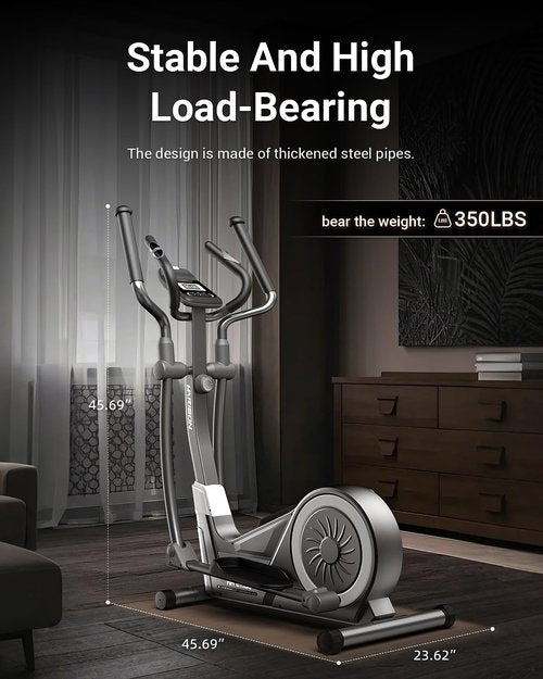 HARISON Elliptical Machine for Home 350 LBS Capacity, Magnetic Elliptical Exercise Machine with 16-Level Resistance Control, Elliptical Trainer with HARISON Bluetooth (Black)