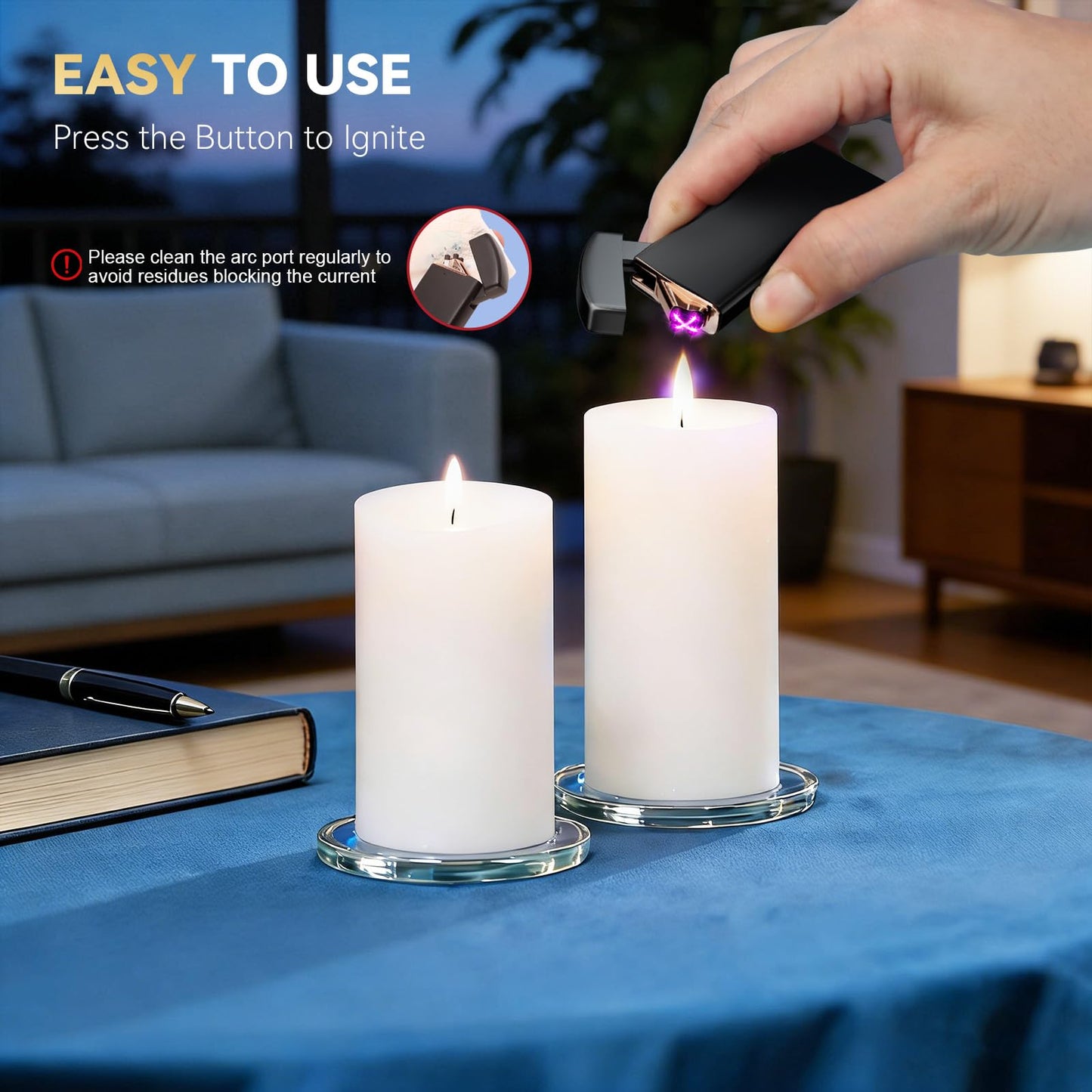 Coquimbo Gifts for Men Dad Him Husband, Electric Lighter USB Rechargeable Windproof Flameless Dual Arc Plasma Lighters for Candle Incense Camping (Black)