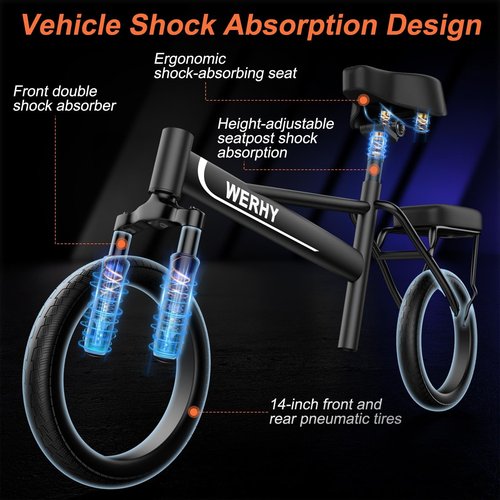 WERHY Electric Bike for Adults, 500W Motor, 22 MPH Max Speed Folding Ebike, 499.2/748.8Wh Battery, 14" Electric Bicycles, Max 35/55 Miles Range (Pedal Assist Mode), Mini E Bikes (499.2WH-22Mph)