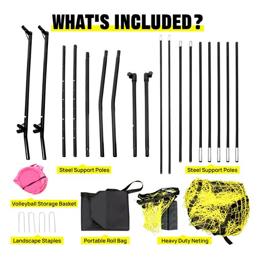 Adjustable Volleyball Training Net – 11ftx8ft, Portable Volleyball Practice Net for Serving, Spiking, Setting – Yellow & Black, Easy Setup for Indoor/Outdoor Use