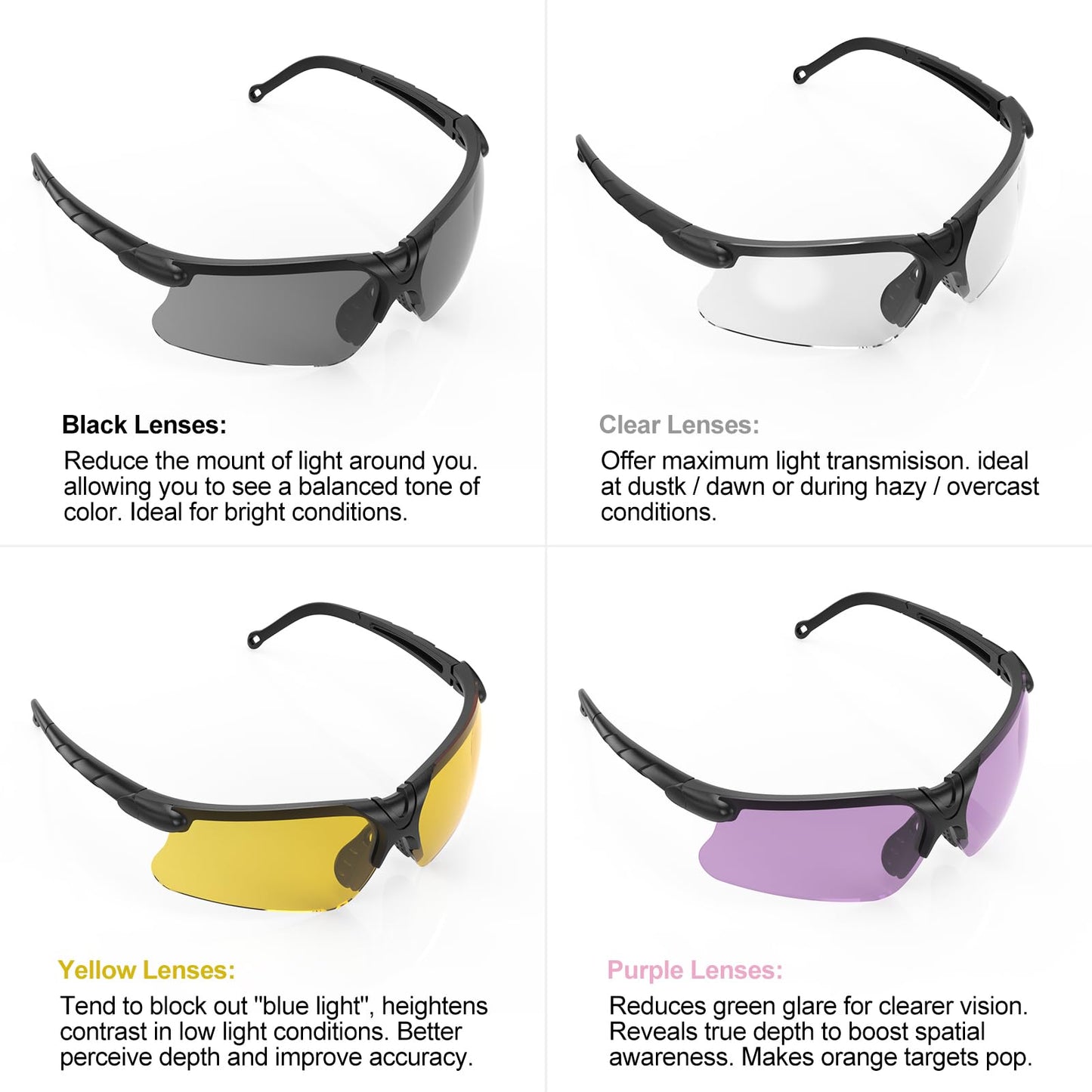 xaegistac Shooting Glasses with Case Anti Fog Hunting Safety Glasses for Adults