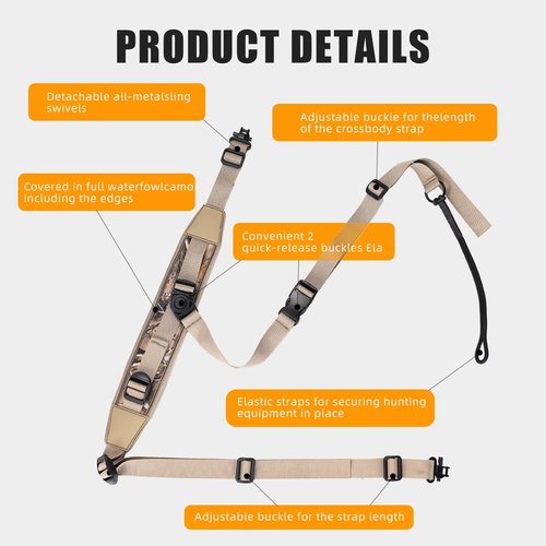 Tactical Rifle Gun Sling for Hunting ??Heavy-Duty Neoprene Padded Shoulder Strap, 3-Point Shotgun Sling Adjustable Non-Slip Design with Swivel Hook for Shotguns & Outdoor Gear