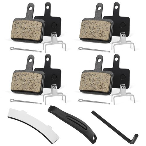 4 Pairs Bike Brake Pads, Resin Semi-Metallic MTB Disc Brake Pads, with Installation Tools, Suitable for E-Bike, Fit for Tektro Shimano TRP M520 M510 MT200 Deore Br-M575 T615 T675