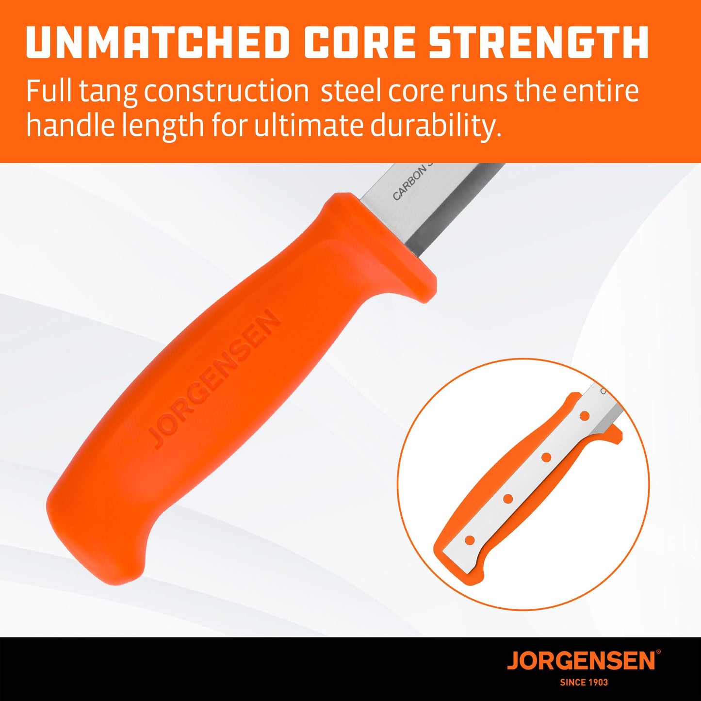 Jorgensen 8.25" Companion Fixed Blade Bushcraft Knife with Sheath, SK5 Carbon Steel Blade with Ergonomic Handle, Outdoor Full Tang Knife for Camping, Hiking