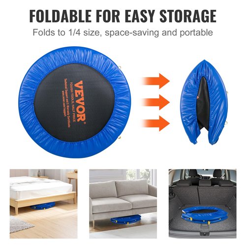 VEVOR 3FT Trampoline 36" Indoor/Outdoor for Toddlers, Foldable Mini Baby With Foam Handle, Recreational Birthday Gift