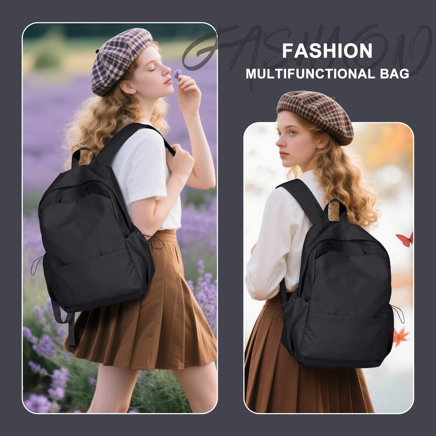coofay Backpacks For School Bag School Backpack For College Backpacks Bookbag For Women Waterproof Gym Backpack For Men Book Bags Small Simple Backpack Purplish Blue
