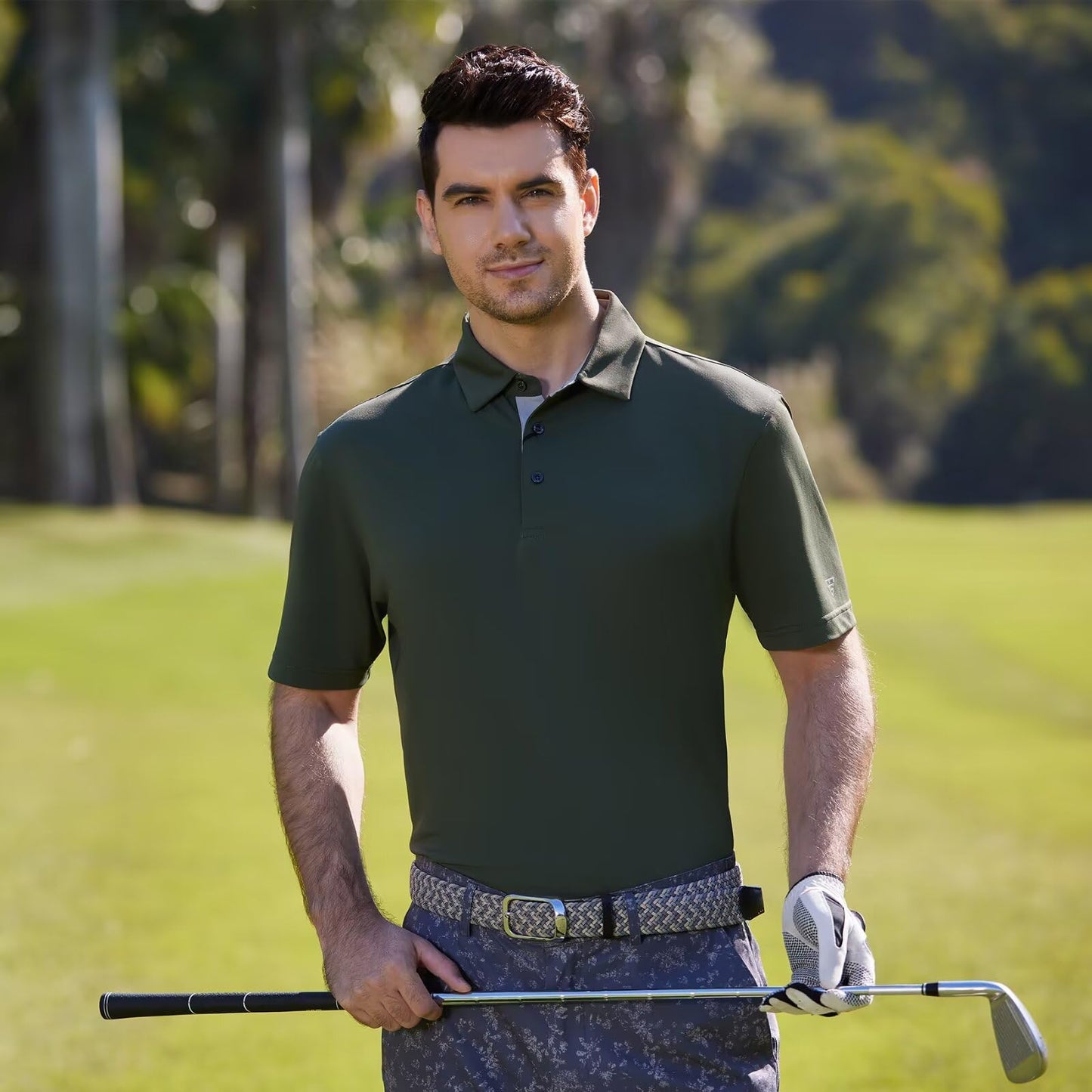 M MAELREG Mens Pique Polo Shirts Short Sleeve Performance Moisture Wicking Quick Dry Casual Golf Shirts for Men White