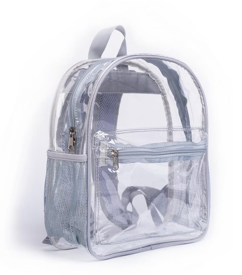 ZENPUNK Clear Backpack for Stadium Approved 12×12×6, See Through Bag, PVC Transparent Backpack for Festival Sport Event Concerts (GREY)