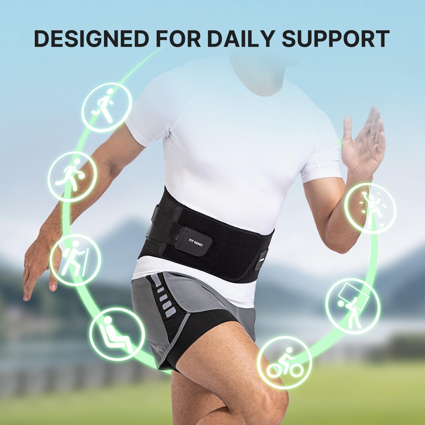 Fit Geno Back Brace for Lower Back Pain Relief: Adjustable Support with Ergonomic Lumbar Pad for Herniated Disc Sciatica and Lumbar Strain - Breathable Design for Men & Women (2XL/3XL/4XL)