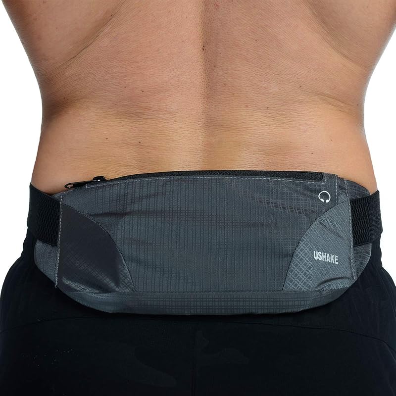 Ultra Light Running Belt for Phone - Bounce Free Waist Pack (Grey) – Fits 25.9-42 in