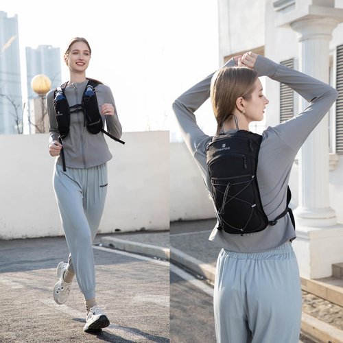 B BAIYULE Running Hydration Vest Backpack,Lightweight Hydration Backpack with Water Bladder or Soft Flask Optional,Hiking Trail Running Cycling Marathon (Backpack with 2pcs Soft Flasks)