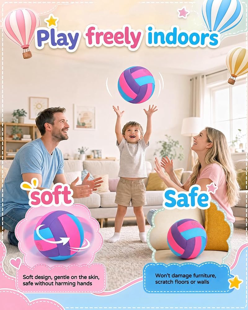Soft Indoor Volleyball - Quiet Practice Ball with Realistic Bounce