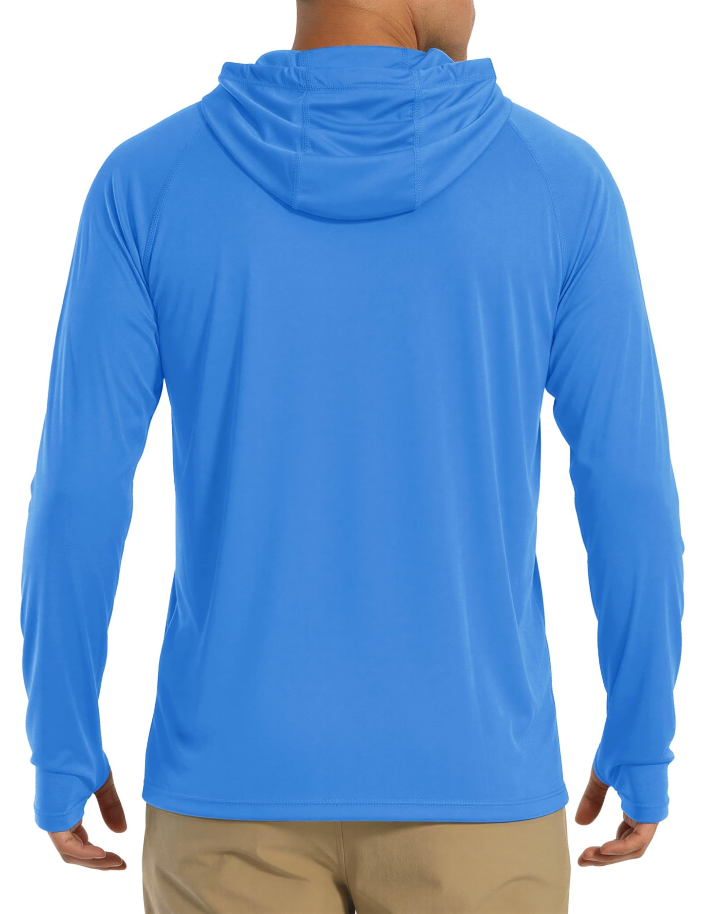 Fishing Shirts for Men Long Sleeve Sun Protection with Hood Athletic Shirts Running Shirts Workout Shirts Sun Shirts Azure