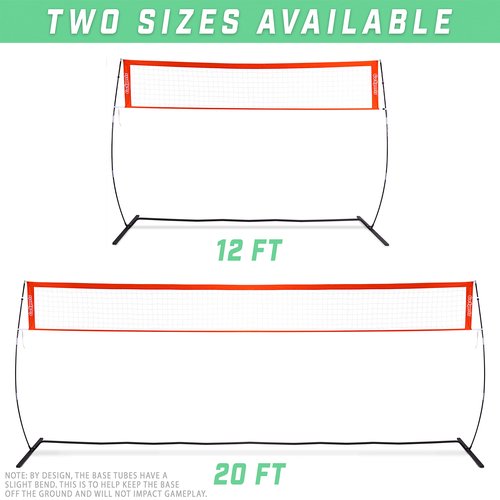 GoSports Freestanding Volleyball Training Net for Indoor or Outdoor Use - Instant Setup and Height Adjustable - 12 ft or 20 ft Sizes