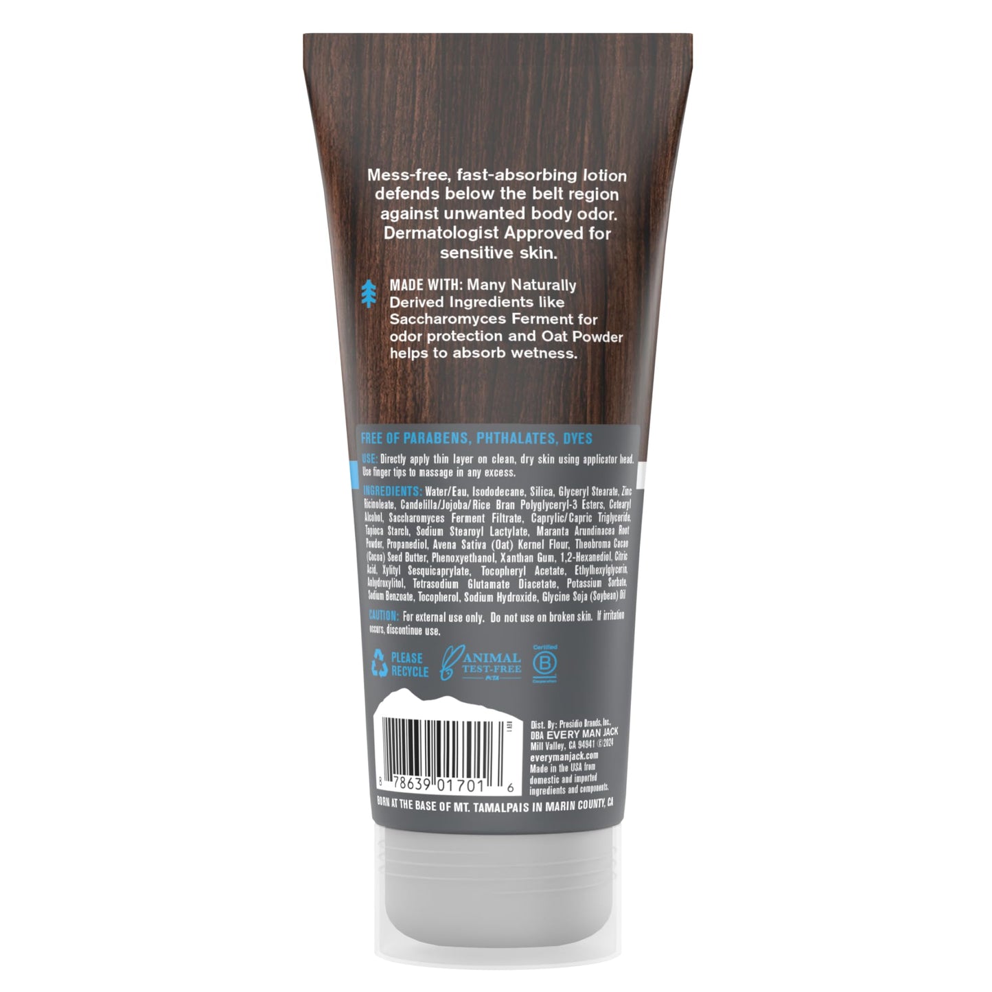 Every Man Jack Men's Ball Deodorant Lotion - Aluminum Free Odor & Wetness Protection - Made w/Naturally Derived Ingredients like Pre-biotics & Arrowroot Powder - Unscented - 3 fl oz - 1 Pack