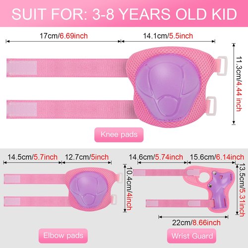 Wemfg Kids Protective Gear Set Knee Pads for Kids 3-8 Years Toddler Knee and Elbow Pads with Wrist Guards 3 in 1 for Skating Cycling Bike Rollerblading Scooter