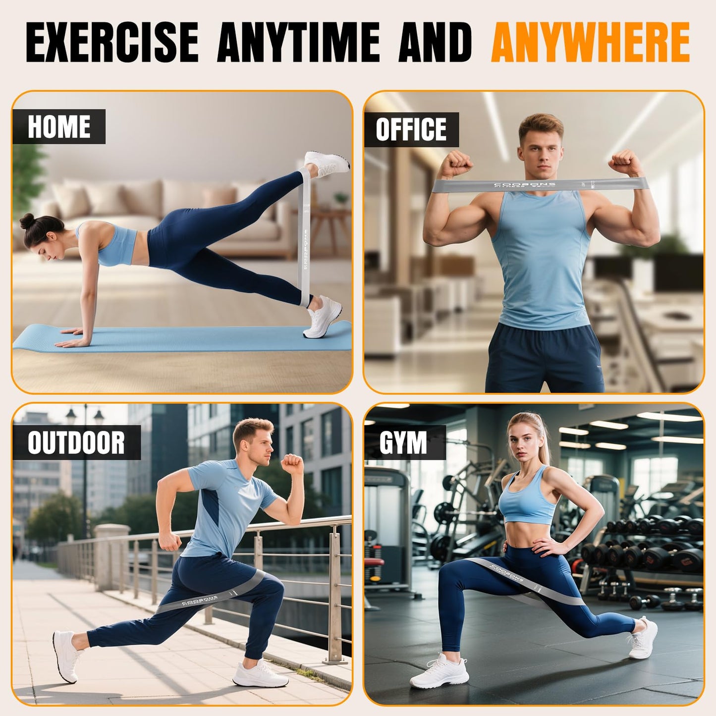 Resistance Bands for Working Out, Exercise Bands Resistance Bands Set with 5 Resistance Levels, Latex Loop Bands for Women Men, Workout Bands for Legs, Glutes, Strength Training, Yoga, Home Gym