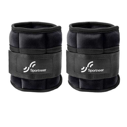 Sportneer Adjustable Weighted Ankle Weights Set 1 Pair 2 4 6 8 10 Lbs Leg Weight Straps for Women Men for Gym,Fitness, Workout,Walking, Jogging,1-5 lbs for Each Ankle, 1 Pair 2-10 lbs (Black)